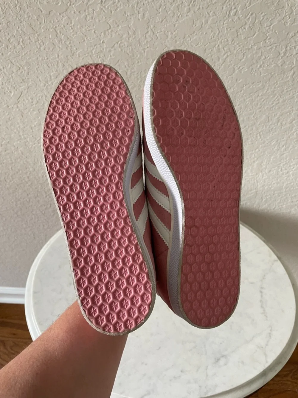 Adidas Gazelle in the Pink Glow/Cloud‎ White colorway Women’s Size 7 1/2
